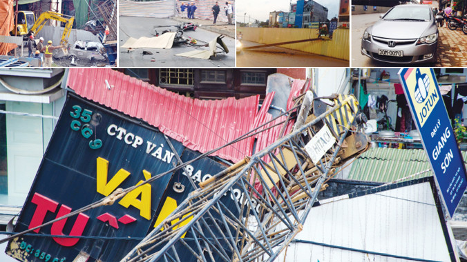 Chỉ trong vòng hơn 6 tháng qua, từ 6/11/2014 tới 12/5/2015, đã xảy ra 5 vụ tai nạn tại các công trình đường sắt đô thị ở Hà Nội. Ảnh: Thanh Hà-Thành Công.