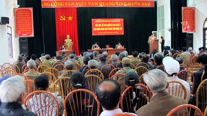 Tiếp xúc cử tri huyện Sóc Sơn, thành phố Hà Nội. Ảnh: Tuấn Anh.