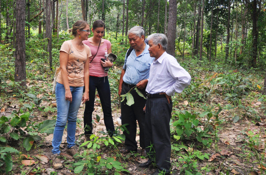 GS.TSKH Đặng Huy Huỳnh (bìa phải) cùng các chuyên gia lâm nghiệp trong một chuyến vào VQG Yok Đôn