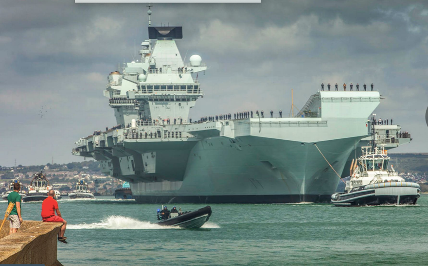 Tàu sân bay HMS Queen Elizabeth của Anh dự kiến sẽ đến biển Đông vào năm 2021ảnh: Plymouthherald