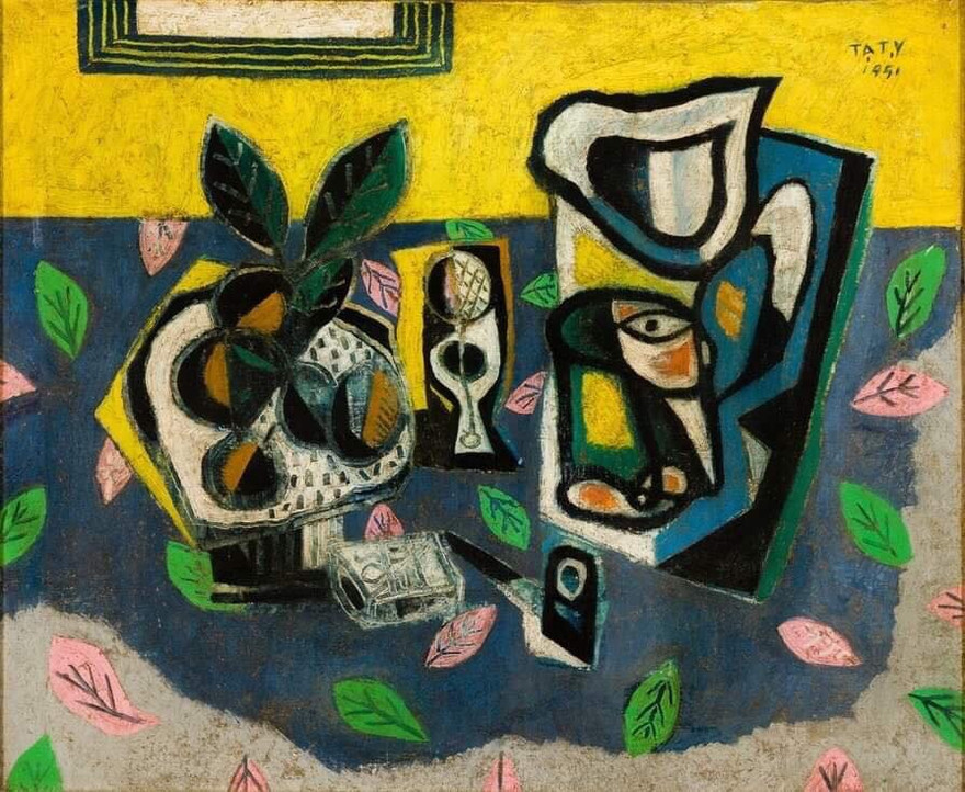 Bức tranh Yellow and Violet (Vàng và Tím) là một tác phẩm điển hình thời kỳ lập thể của Tạ Tỵ