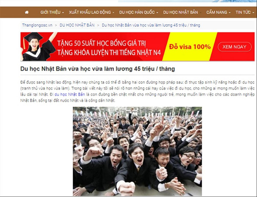 Những cam kết vừa học, vừa làm có thể kiếm được 36-60 triệu đồng/tháng đang được các công ty tư vấn du học quảng cáo rầm rộ 