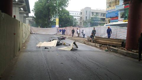 Hiện trường vụ tai nạn thương tâm. Ảnh: Thanh Hà.