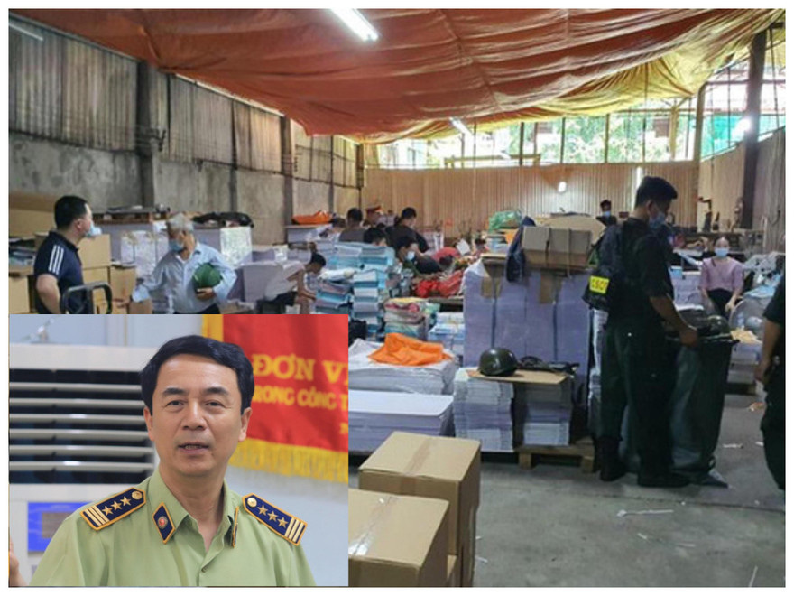 Bị can Trần Hùng và xưởng sản xuất sách giả vừa bị Bộ Công an triệt xoá