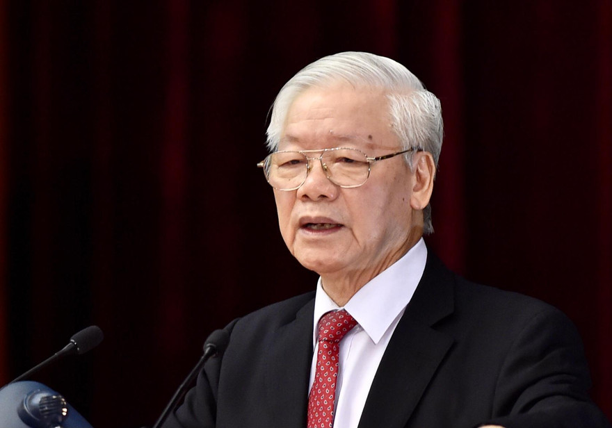 Tổng Bí thư Nguyễn Phú Trọng phát biểu bế mạc Hội nghị T.Ư 3 Ảnh: Nhật Minh 