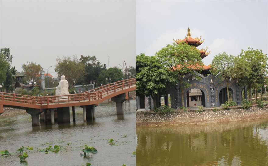 Thủy đình Di Lặc và lầu Quan Âm là hai trong số công trình mới được xây dựng tại di tích quốc gia chùa Đậu Ảnh: LỘC LIÊN 