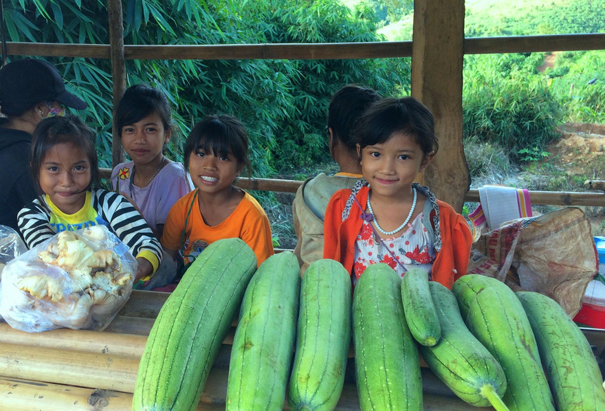 Các em nhỏ bán các sản vật tại đèo Măng Rơi 