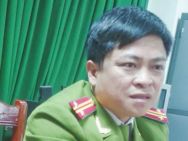 Trung tá Tín tại buổi làm việc với phóng viên Tiền Phong