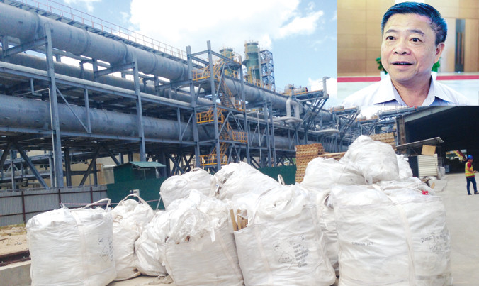 Chất thải được tập kết trong nhà máy Formosa (ảnh lớn), Ông Võ Kim Cự (ảnh nhỏ). Ảnh: H.L