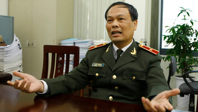 Thiếu tướng Trần Thế Quân trả lời PV báo Tiền Phong. Ảnh: Như Ý