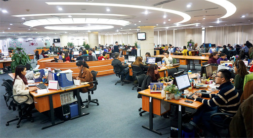 Tòa soạn VnExpress tại Hà Nội chiều 24/2. 