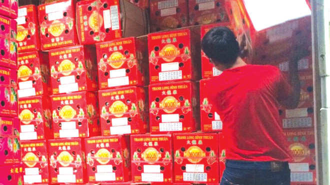 Sợ trái cây hỏng, nhiều chủ hàng phải bán đổ bán tháo cho thương lái.