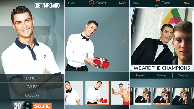 Ứng dụng CR7 Selfie đang rất hot trên các trang mạng xã hội.