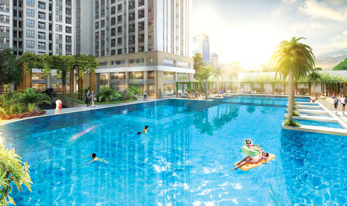 Hai hồ bơi tràn rộng đến 1.700m2