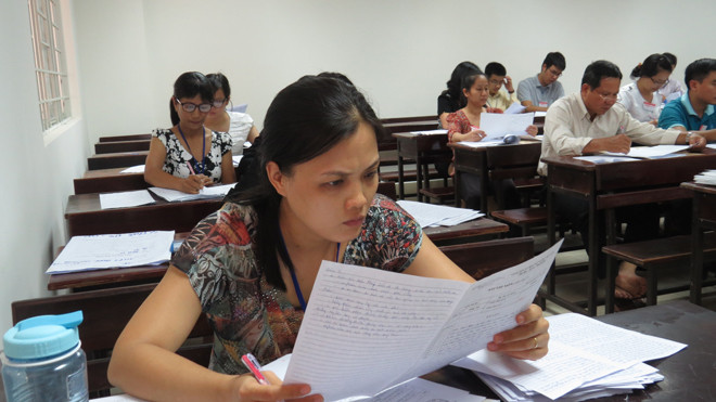 Chấm thi tại Đại học Sư phạm TPHCM. Ảnh : Nguyễn Dũng