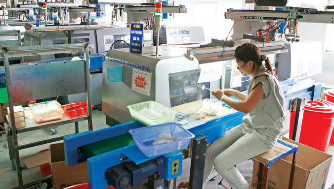 Dây chuyền sản xuất của công ty Bắc Việt khu công nghiệp Bắc Ninh. Ảnh: Hồng Vĩnh