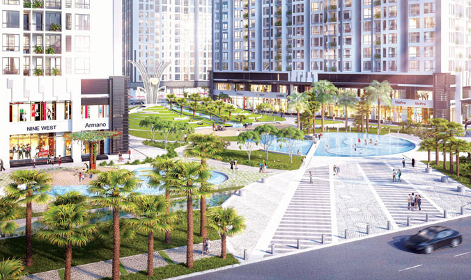 Vinhomes Times City - Park Hill với hơn 70% diện tích cảnh quan theo phong cách resort.