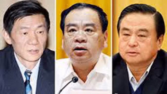 Hà Gia Thành, Vương Mẫn và Vũ Trường Thuận (từ trái sang), 3 trong 7 quan tham liên đới tới Triệu Tấn.