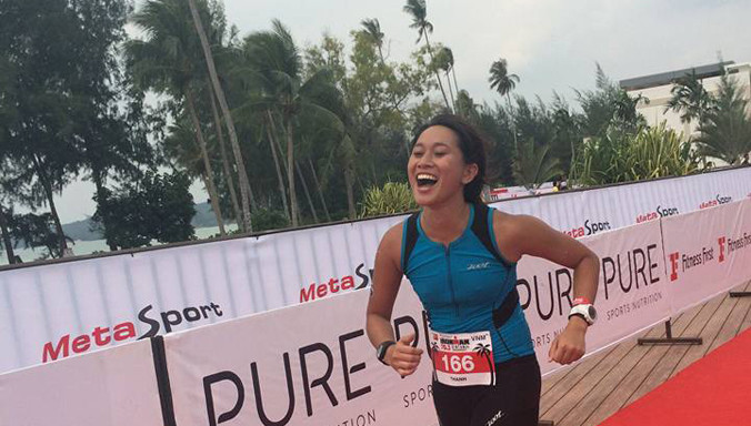 Vũ Thị Thanh tham gia giải 3 môn phối hợp Ironman 70.3 in Vietnam (tại Đà Nẵng hồi tháng 5/2015). (Ảnh: Nhân vật cung cấp)