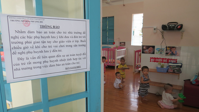 Một trường mầm non thông báo phụ huynh nâng cao cảnh giác, đảm bảo an toàn cho trẻ.