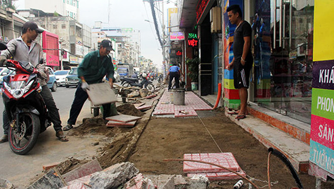 Thi công làm vỉa hè ở TPHCM.
