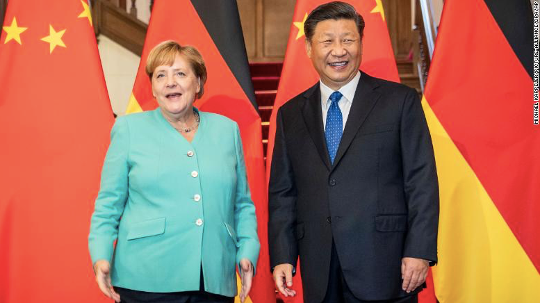 Thủ tướng Đức Angela Merkel trong cuộc gặp Chủ tịch Trung Quốc Tập Cận Bình hồi năm 2019 ảnh: CNN 