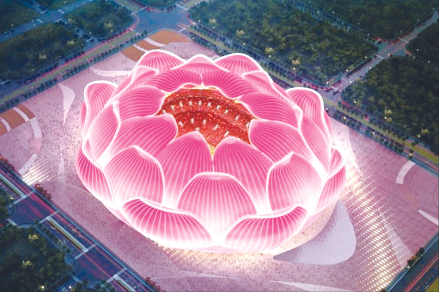 Sân Evergrande được thiết kế mang hình hoa sen 