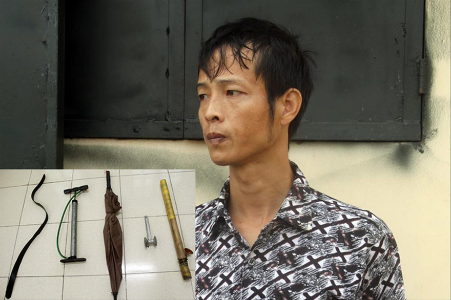 Đối tượng Long và vật chứng. Ảnh Công an Hưng Yên