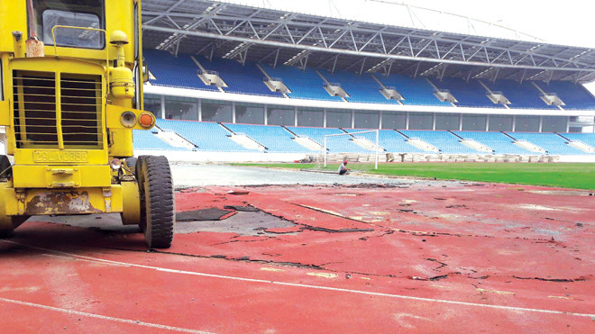 Sân vận động quốc gia Mỹ Đình chiều 13/10. Ảnh: CTV