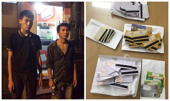 Hai đối tượng người Trung Quốc dùng thẻ ngân hàng giả để rút tiền bị Công an Hà Nội bắt quả tang.