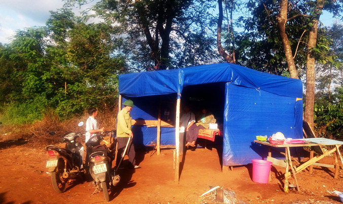 Chòi canh được lập trong rẫy.