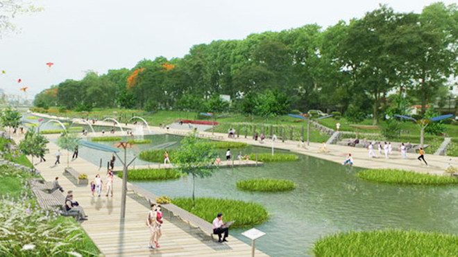 Phối cảnh dự án làm sạch nước sông Tô Lịch hiện mới chỉ đẹp trên giấy.