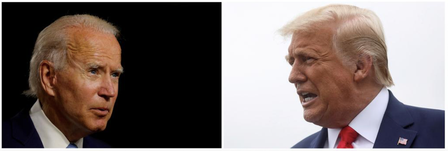 Tổng thống Mỹ Donald Trump (phải) và đối thủ Joe Biden. Ảnh: Reuters 
