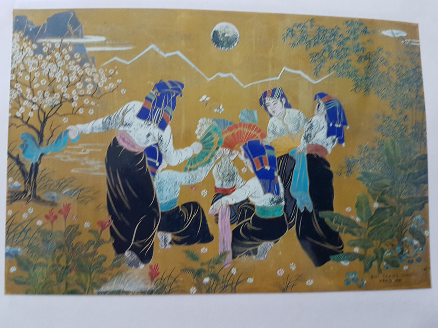 Tranh sơn khắc của họa sĩ Bùi Trang Chước 