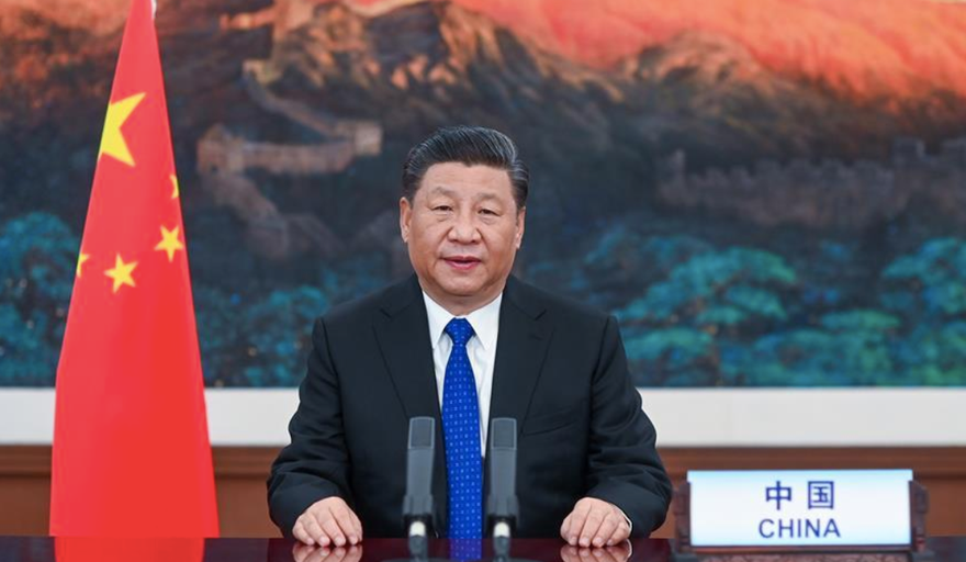 Chủ tịch Trung Quốc Tập Cận Bình có bài phát biểu trực tuyến tại hội nghị của Hội đồng Y tế thế giới ngày 18/5. Ảnh: Xinhua