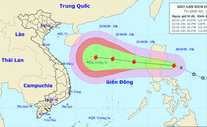 Trung tâm Dự báo Khí tượng Thuỷ văn Quốc gia nhận định đương đi của bão số 8