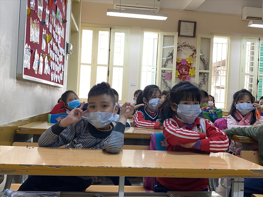 Học sinh Trường tiểu học Trần Quốc Toản, Hà Nội. Ảnh: Ng Hà