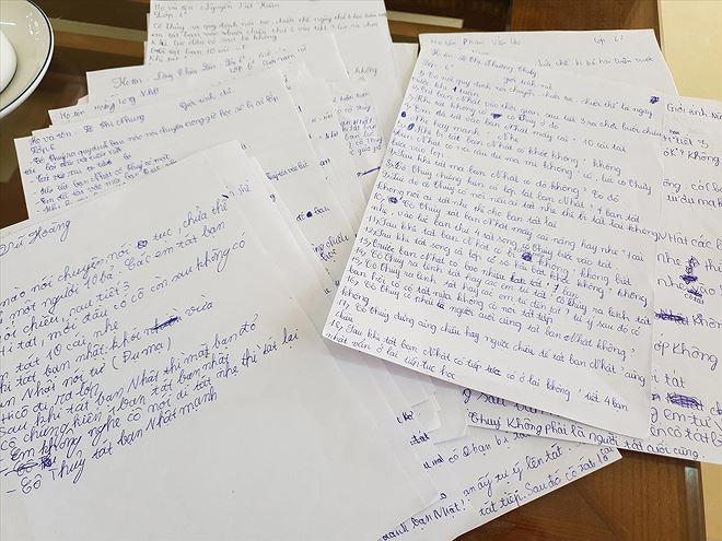 Bản tường trình theo hệ thống câu hỏi “khảo sát” các em học sinh 