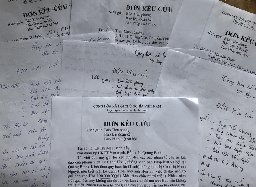 Những lá đơn đẫm nước mắt của những người nghèo khó tố cáo ông Lê Cảnh Hoa lừa tiền 
