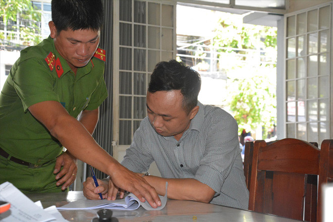 Đối tượng Đỗ Lê Vũ tại cơ quan công an 