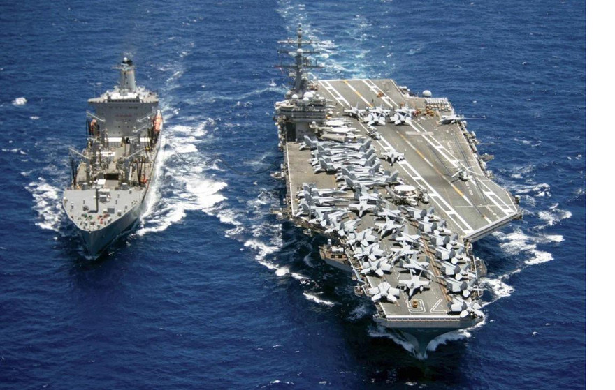 Hải quân Mỹ vừa triển khai nhóm tác chiến tàu sân bay USS Ronald Reagan tới Biển Đông để tập trận thường kỳ Ảnh: US Navy 
