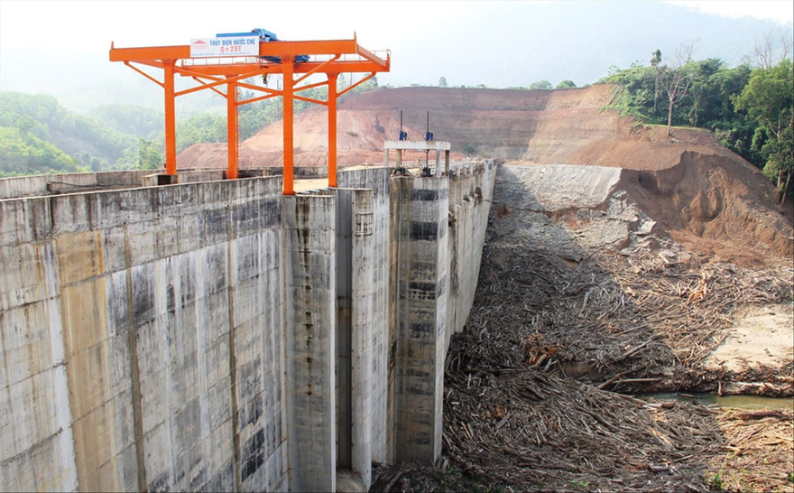 Công trình thủy điện Nước Chè dở dang khi chủ đầu tư bị bắt Ảnh: PV 