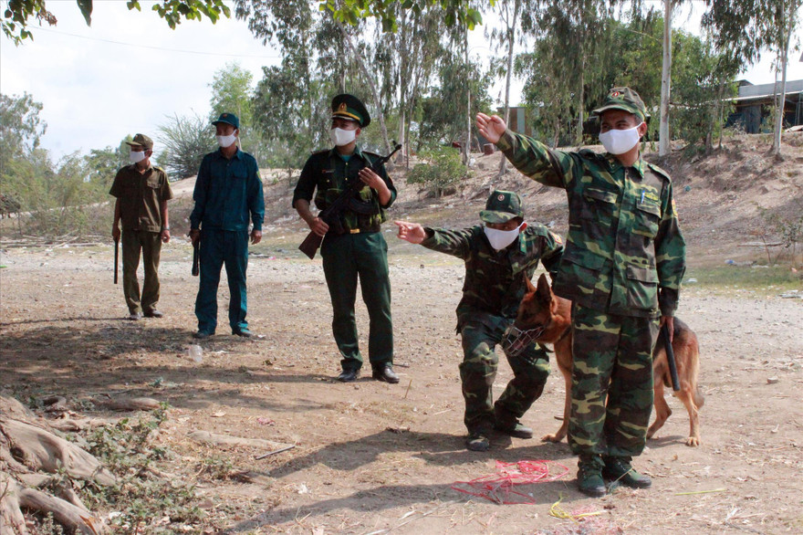 Chiến sỹ biên phòng tỉnh Đồng Tháp tuần tra biên giới