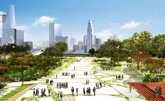 Khu vực dự kiến xây dựng quảng trường trung tâm Thủ Thiêm 