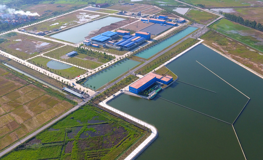 Hồ lắng nhà máy nước Sông Đuống. ảnh: Mạnh Thắng