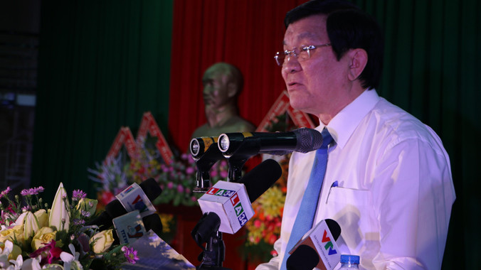 Chủ tịch nước Trương Tấn Sang phát biểu tại lễ kỷ niệm. Ảnh: TTXVN.