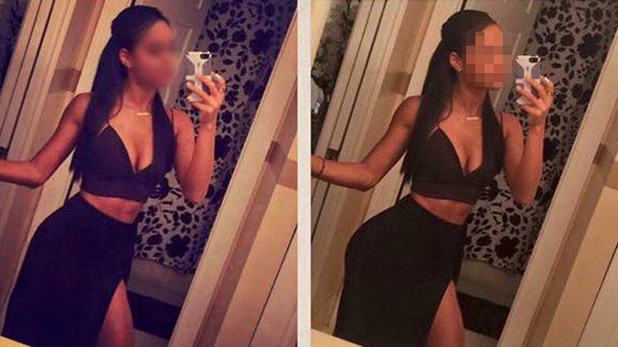 Trường hợp P.Q.T.N bị cư dân mạng lật tẩy việc ghép mặt vào cơ thể người khác để khoe vóc dáng trên mạng xã hội (ảnh T.N bên trái, bên phải là ảnh gốc của cô gái nước ngoài).