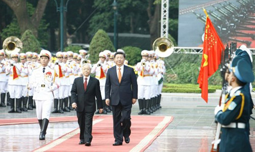 Tổng Bí thư Ban Chấp hành Trung ương Đảng Cộng sản Việt Nam Nguyễn Phú Trọng và Tổng Bí thư, Chủ tịch Trung Quốc Tập Cận Bình. Ảnh: Như Ý.