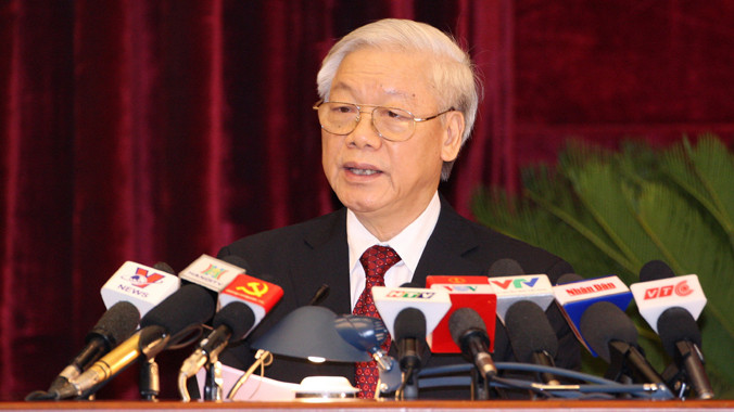 Tổng Bí thư Nguyễn Phú Trọng phát biểu bế mạc. Ảnh: Thống Nhất.