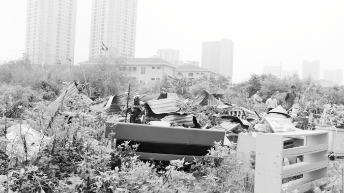 Khu vực vi phạm bị cưỡng chế của 8 hộ gia đình trên địa bàn phường Mễ Trì.